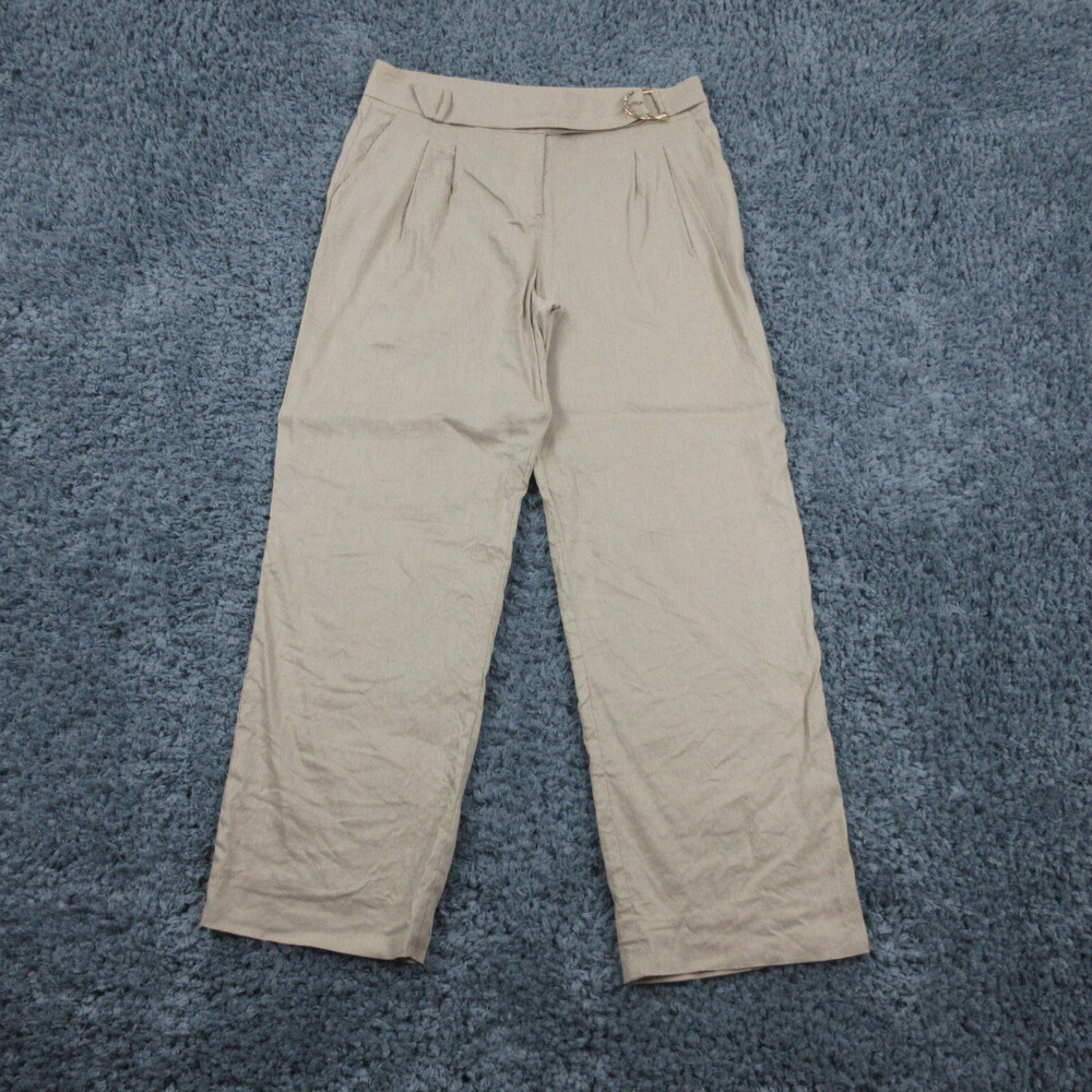 Angelo Marani Pants Womens 46 Beige Linen Blend Straight 32x29.5*